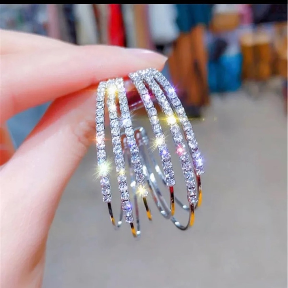 Triple sparkle hoop earrings